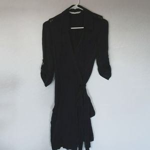 Diane Von Furstenburg Black Silk Wrap Dress